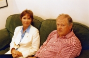 Lucy Fleming and Ian McCulloch await the press