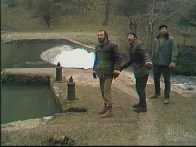 The group shelter by the safety of the riverside