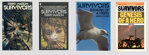 Hardback and paperback covers of the two Survivors tie-in novels