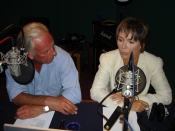 Peter Jefferies and Lucy Fleming prepare to record their episode commentary at the series 3 DVD studio day, August 2005