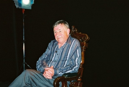 Pennant Roberts in the studio preparing for his on-camera interview