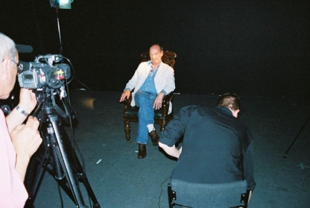 Denis Lill in the studio during the recording of his on-camera interview 