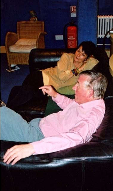 Pennant Roberts with Carolyn Seymour at the Survivors series one DVD studio day in London in 2003