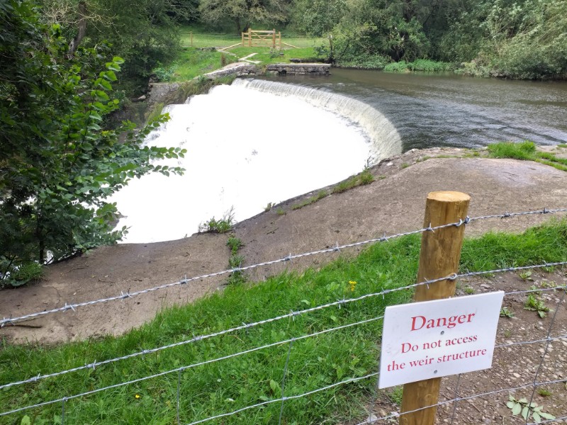New fencing now seals off the weir on both banks of the river in the Monsal valley