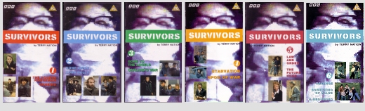 Covers of all six volumes of the BBC Worldwide video release of Survivors series one