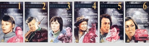 Cover of all six volumes of the Sovereign Video release of Survivors series one