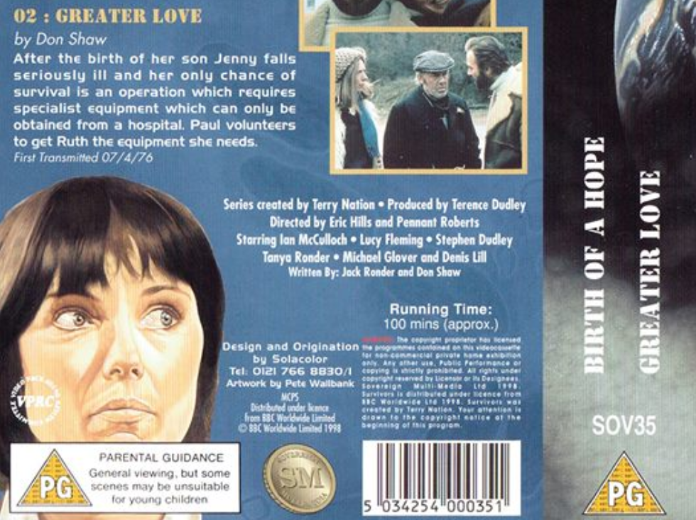 The bottom-half of the rear cover of first volume in Sovereign's planned Survivors series two release - which was never used when the release was cancelled