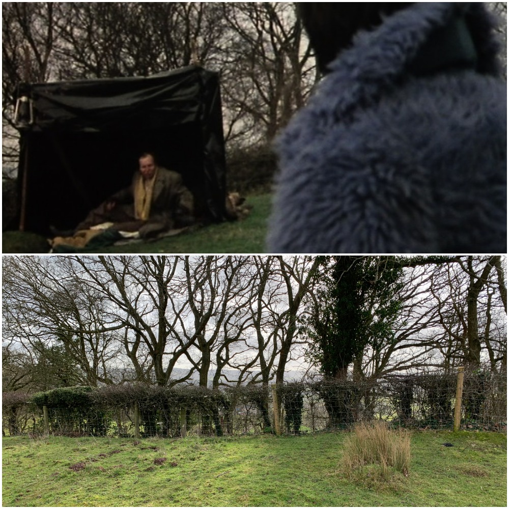 Jenny Richards encounters Tom Price on a rural hillside in Survivors episode The Fourth Horseman