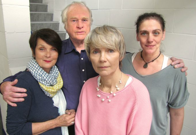 Carolyn Seymour, Ian McCulloch, Lucy Fleming and Neve McIntosh in the Big Finish studio